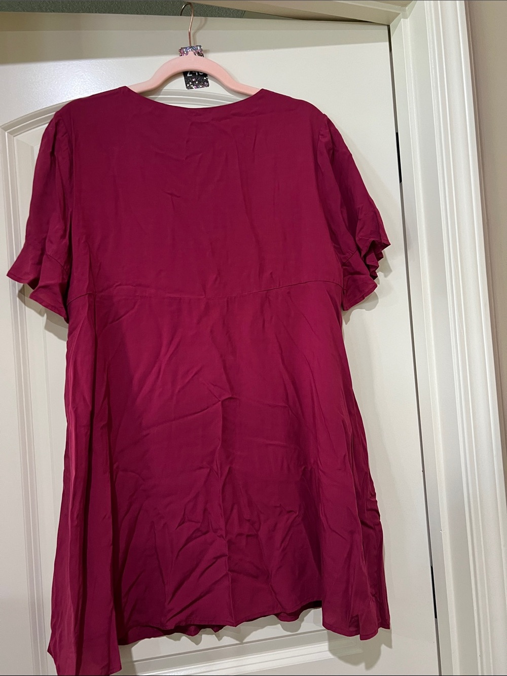 Raspberry   V-Neck Mini Dress H243 - Picture 8 of 10